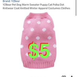 Pet Dog Warm Sweater Puppy Cat Polka Dot Knitwear Coat Knitted Winter Apparel Costumes Clothes. (Size: 14) generally fits dogs with a back length of a