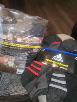 2  6-pack of sock. Dickie's 6pack DRI-TECH SILVER SERIES.  Adidas  6pack LowCut Men's performance.(Buy All 3, Sweatpants, T-shirts And Socks for 70$)