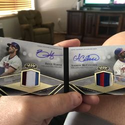 2022 Topps Tier One Bryce Harper Andrew McCutchen Dual Patch Autograph 2022 