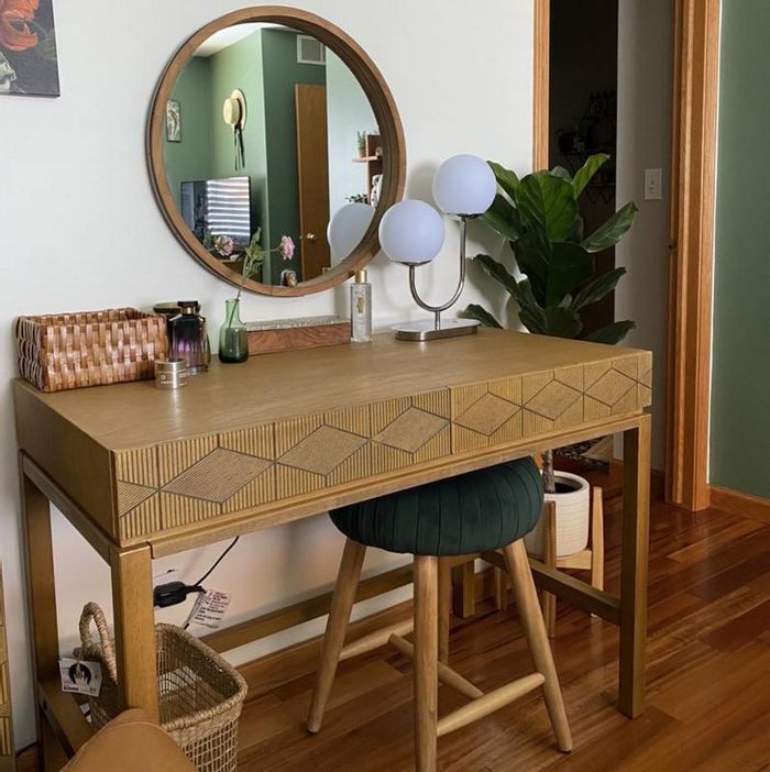 New In Box Tachuri Wood Writing Desk with Carved Drawers Brown Opalhouse for Sale in North Las Vegas NV OfferUp