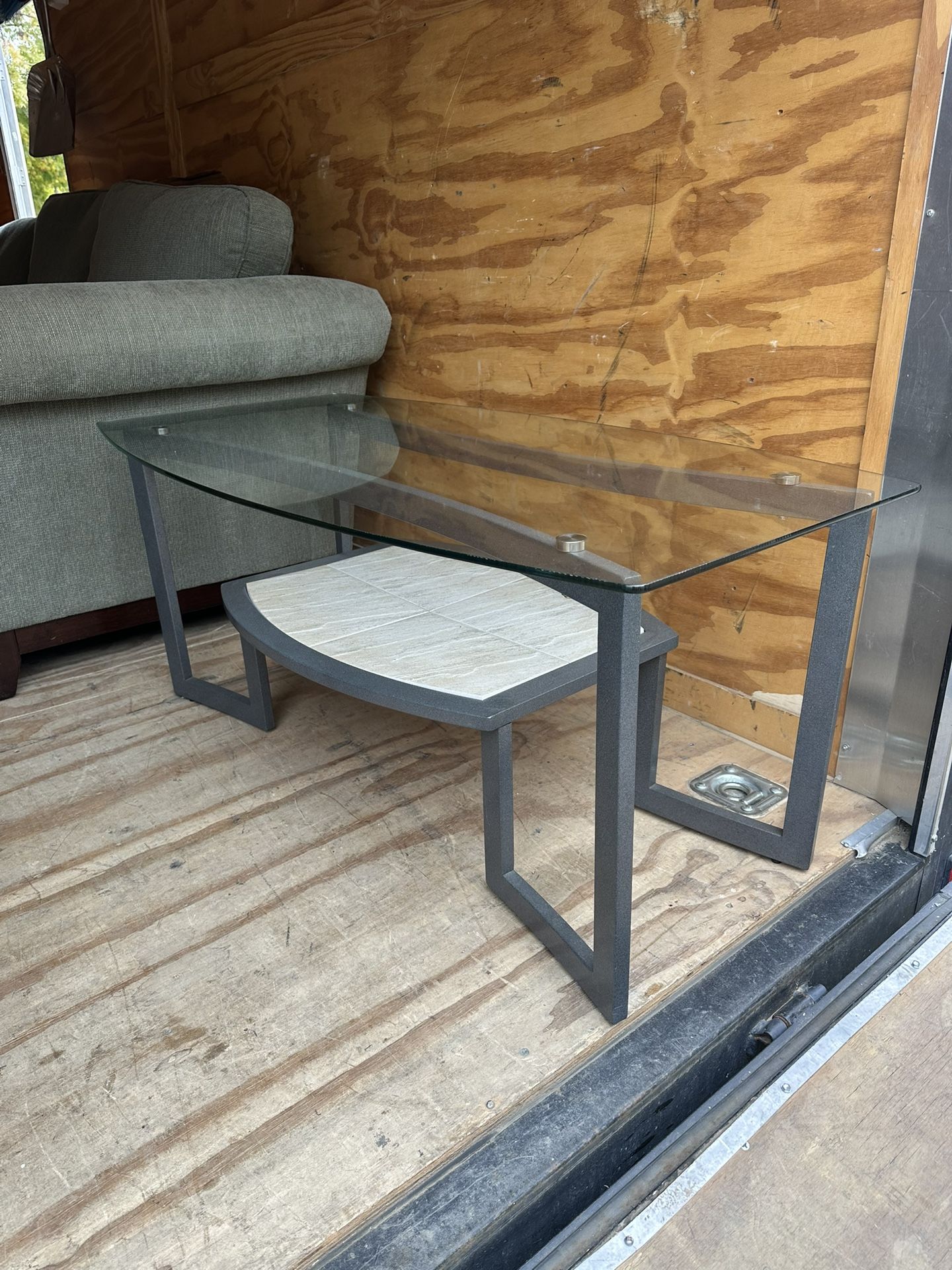 Metallic And Glass Modern Indoor Outdoor Coffee Table 