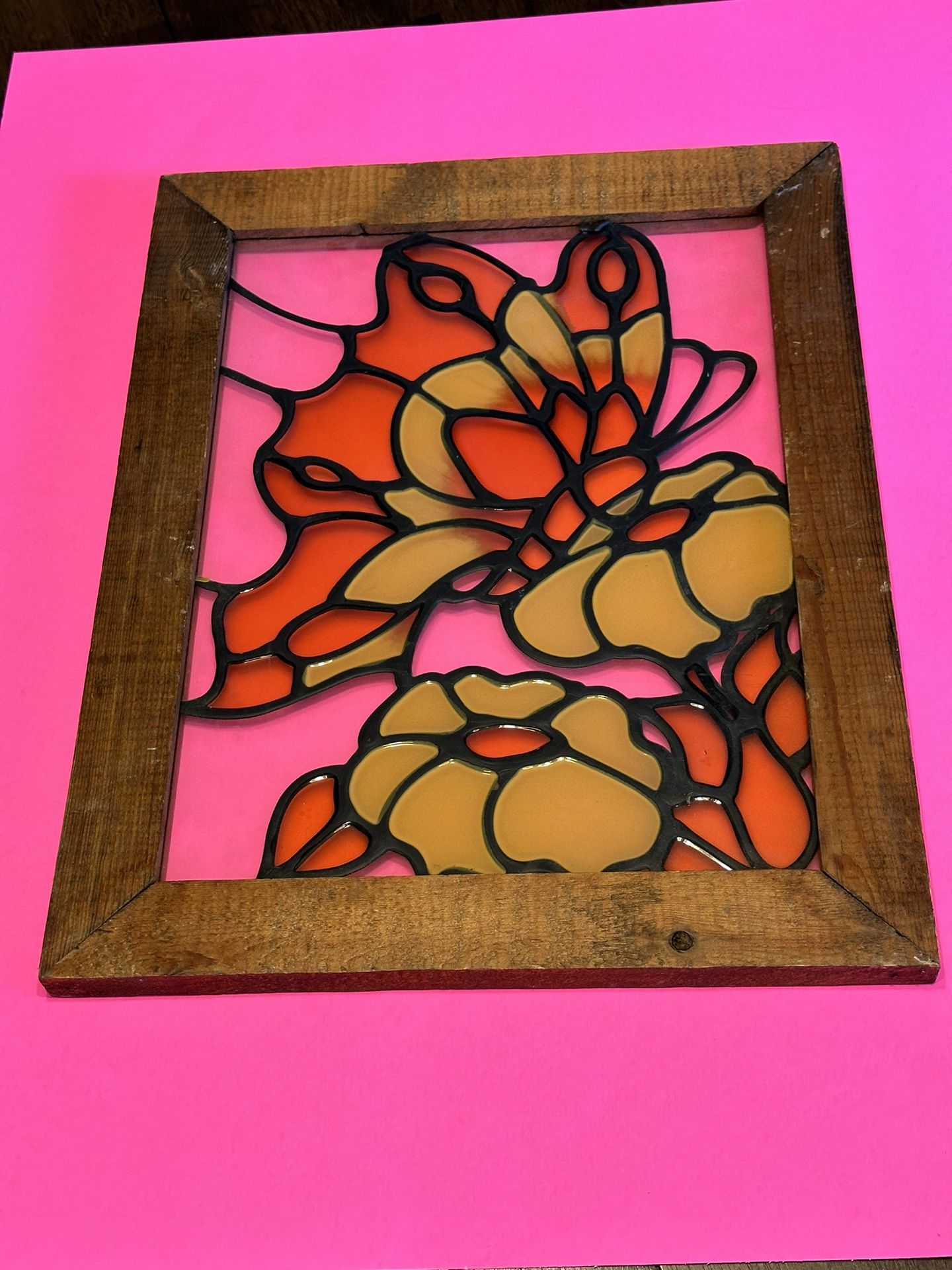 Art Glass Stained Glass Flowers And Butterflies