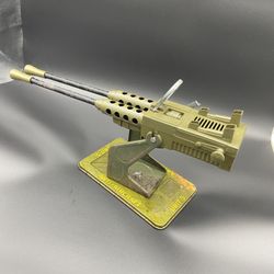 Vintage 1950s Marx US Army Anti-Aircraft Metal Moving Toy Machine Gun Works!! 