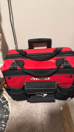 Husky 18 in. 18-Pocket Rolling Tool Bag (Heavy Duty with Wheels)
