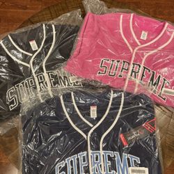 Supreme Polartec Baseball Jerseys Black, Navy, & Pink