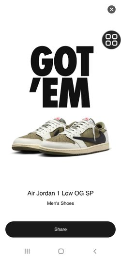 Size 11 Travis Scott x AJ1 Retro Low OG 'Reverse Olive'
