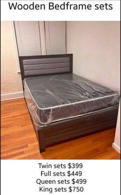 Never Before ❤ Queen Size Complete Bed Set Mattress With Box Spring Bedframe With Headboard
