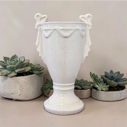 Urn Vase Pedestal French Provincial with Ribbon and Bows 9”