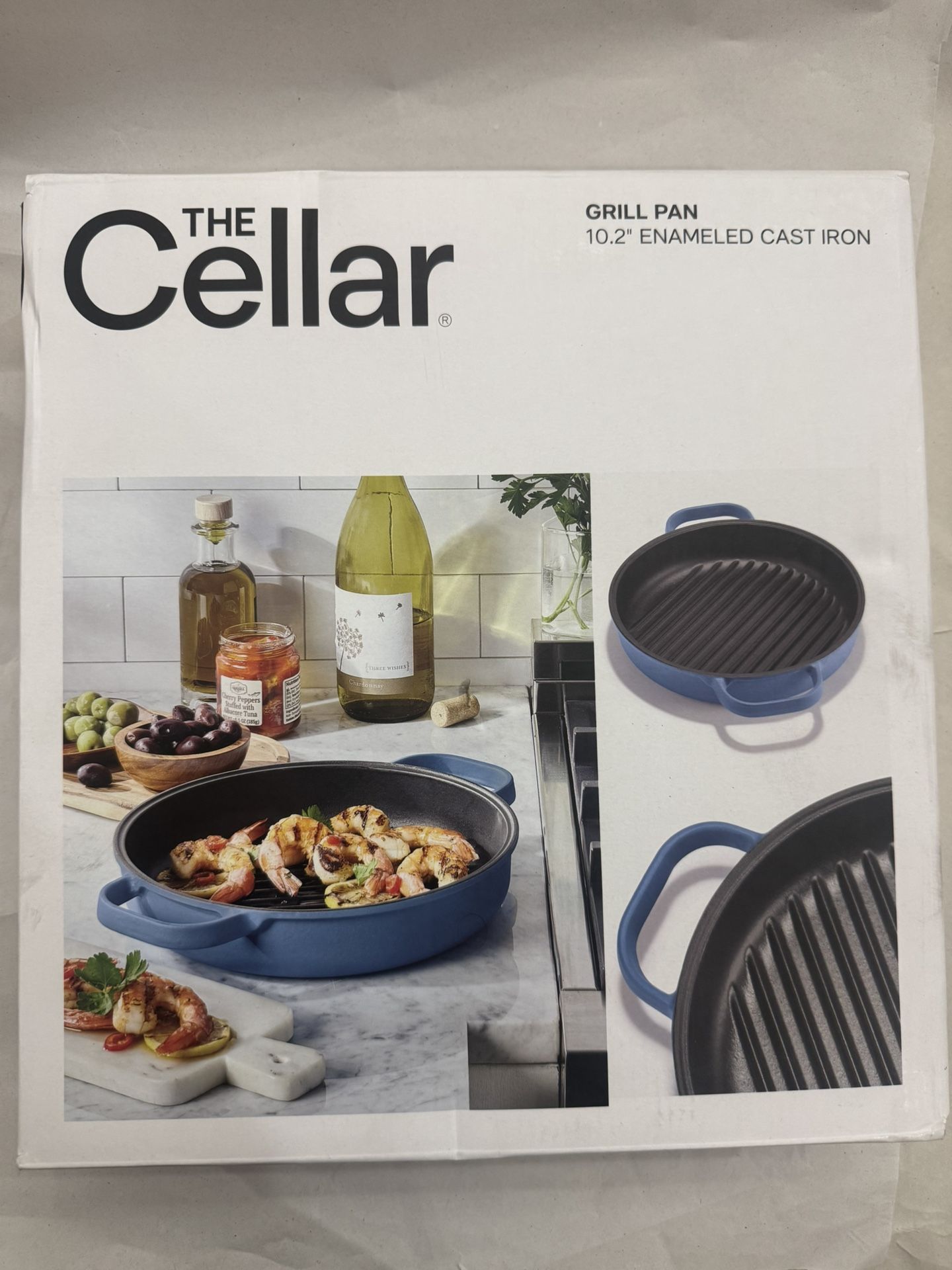 The Cellar 10.2” Enameled Cast Iron Grill Pan – Blue