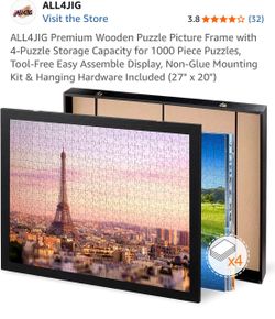 ALL4JIG Premium Wooden Puzzle Picture Frame with 4-Puzzle Storage Capacity for 1000 Piece Puzzles (m3)