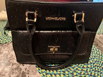 Michael Kors Black Embossed Satchel Handbag