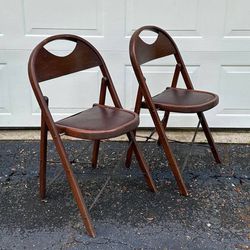 Pair Of 1920s Vintage Louis Rastetter & Sons Kumfort Folding Chinoiserie Chairs