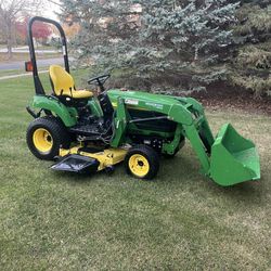 John Deere 2210 Compact Tractor With Loader And Lawn Mower Deck