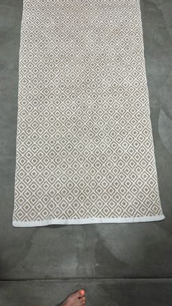Tan and White Pattern Runner Rug
