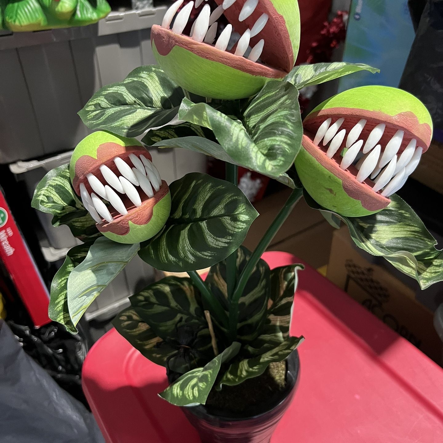Venus Fly Trap Artificial Plant With 3 Heads / Halloween