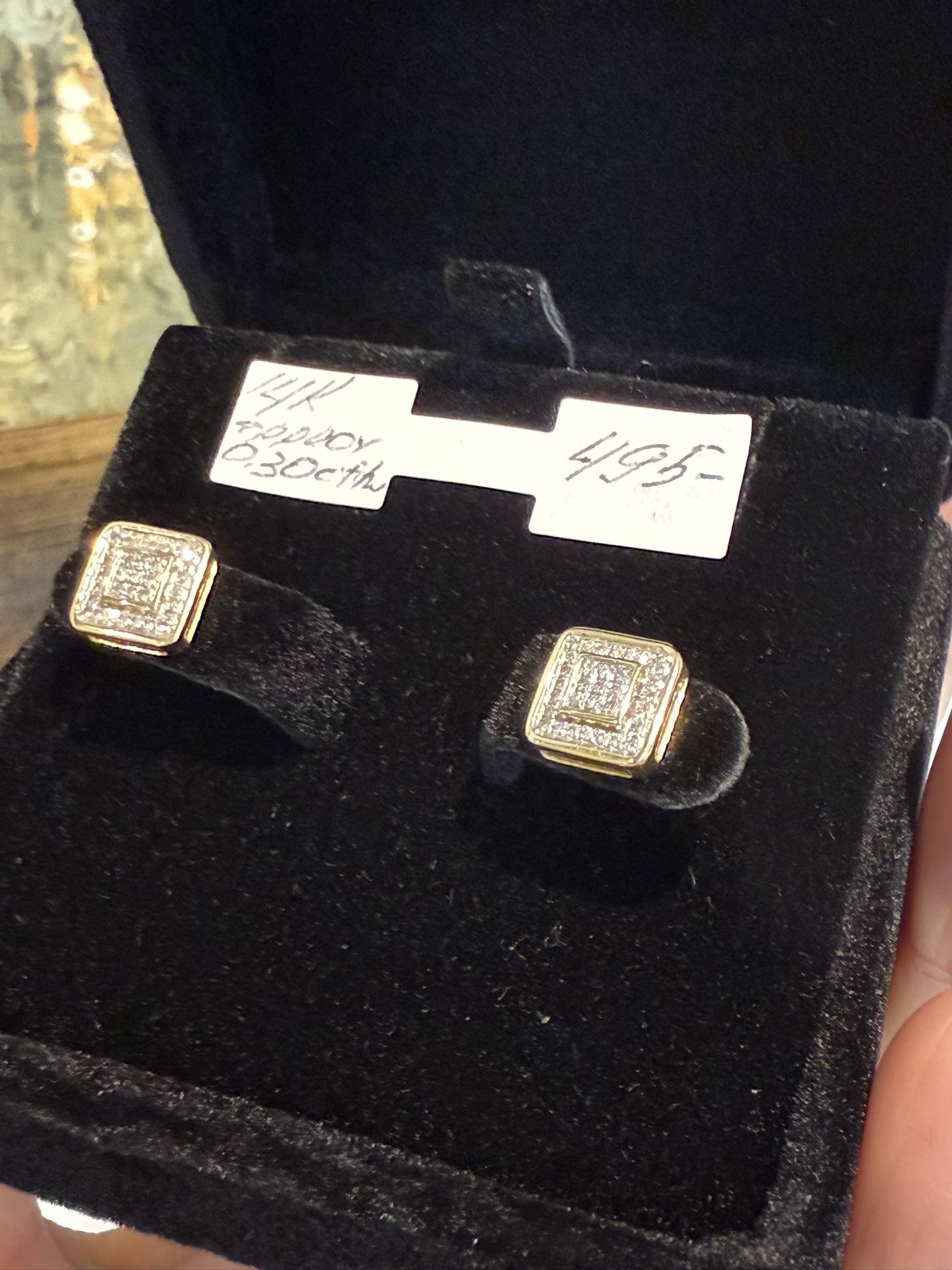 π 14K Gold Natural Diamonds Stud Earrings Perfect Gift For Holidays