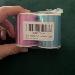 2 Rolls Color Thermal Labels 2 - Pink And Blue