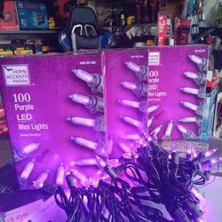 Home Accents Holiday 100 Purple LED Mini Lights Indoor /Outdoor 3 Box  X $5
