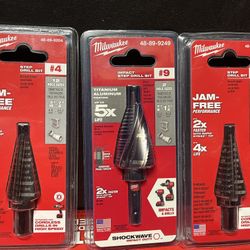 3 MILWAUKEE STEP DRILL BIT 2#4 And #9    All 3 Drill For $75