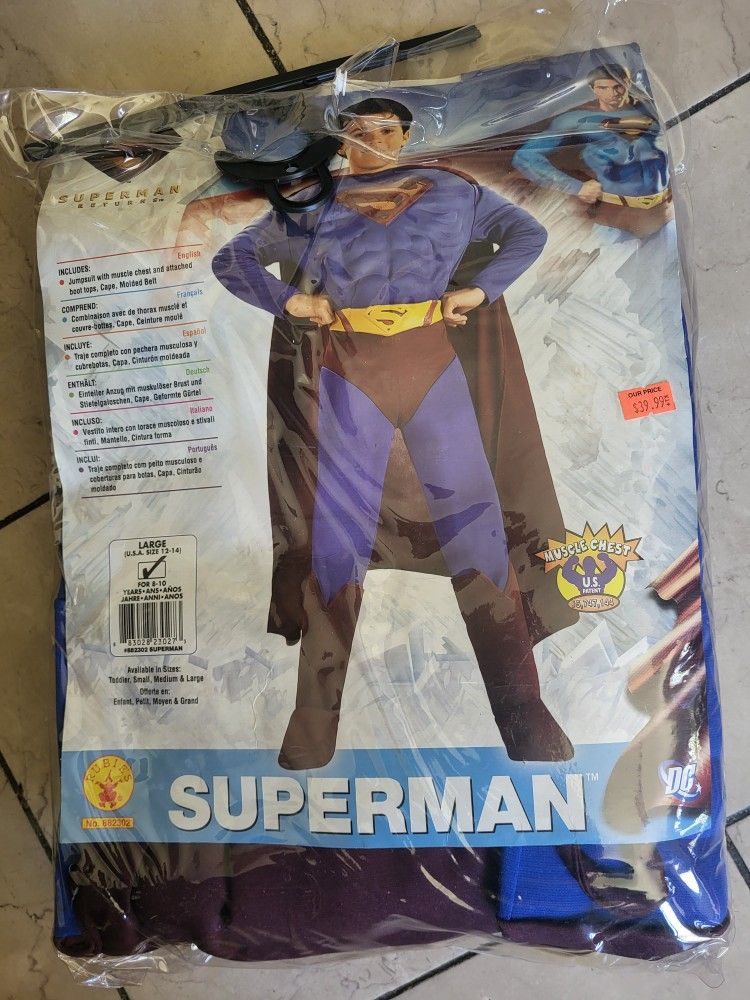 Superman Costume Large Size For 8-10 Years New