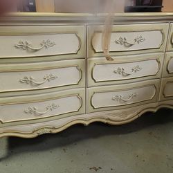 French Provencial Dresser With Mirror And Night Stand
