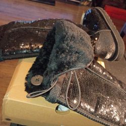 UGG OVER THE KNEE  BAILEY BUTTON SPARKLE 7. BLACK HOLOGRAM  BOOT
