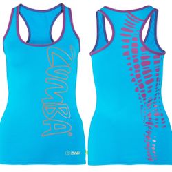Zumba officials ‘EliteZWear’ athletic aqua blue Racerback TANK Top,size M