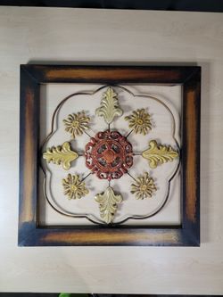 Rustic Metal Medallion Framed Wall Art