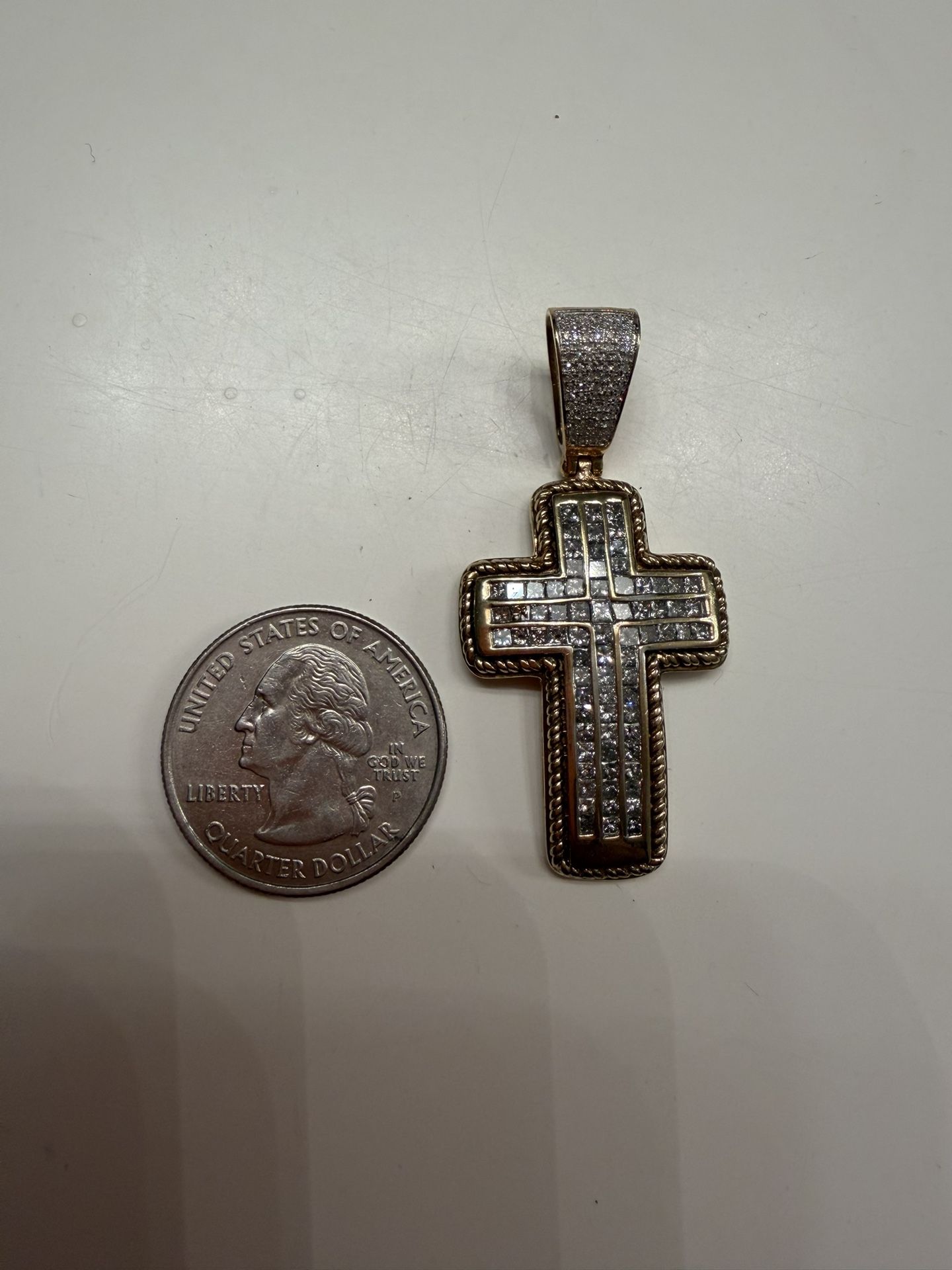 10k Gold Cross With Real Diamonds 