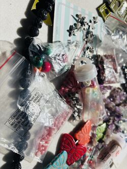 Mixed Jewelry Making Bead Bundle – Semi Precious Stones, Charms, Pendants, Wood Beads, Craft Lot