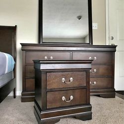 Dresser Mirror, Nightstand, Chest Of Drawers 