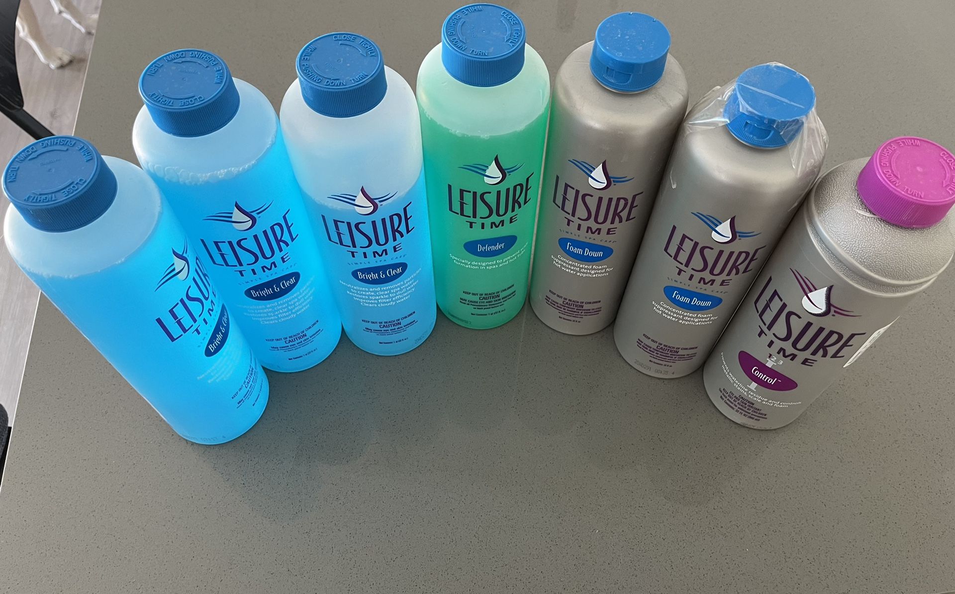 Leisure Hot Tub Chemicals: Bright and Clear, Foam, and Defender for Hot Tub