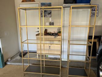 2 Gold Glass Shelves - 5 Tier- Ikea Vittsjo - $100