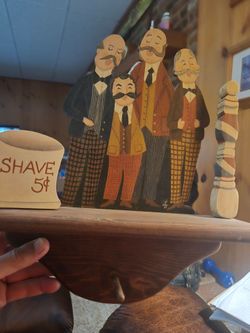Vintage wooden barbershop wall decor