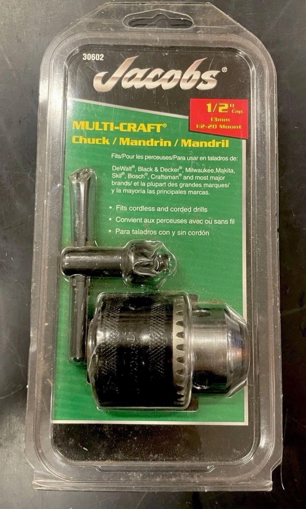NEW Jacobs Multicraft Drill Chuck #30602 1/2 Shank