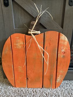 Handmade wooden pumpkins.