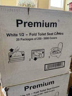 14 Cases Premium White Half-Fold Toilet Seat Covers — 70,000 Total