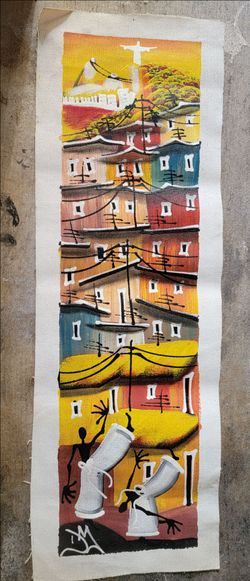 Original Acrylic Painting on Canvas – Rio Favela Scene