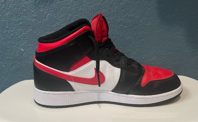 Nike Kids' Jordan 1 Mid GS Shoes - Black / White / Fire Red