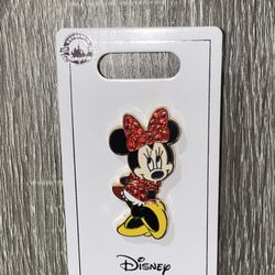 New Disney Parks Pin Minnie Mouse Red Crystal Rhinestones Gems Bow Glitzy Gold
