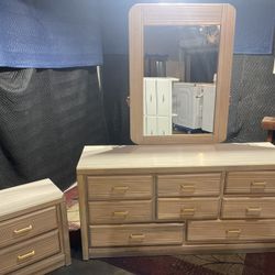 reed rattan nine-drawer dresser + mirror + nightstand  (DELIVERY AVAILABLE