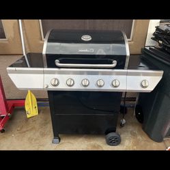 NEXGRILL 5 - Burner Propane Gas Grill In Stainless Steel With Side Burner And Black Cabinet 