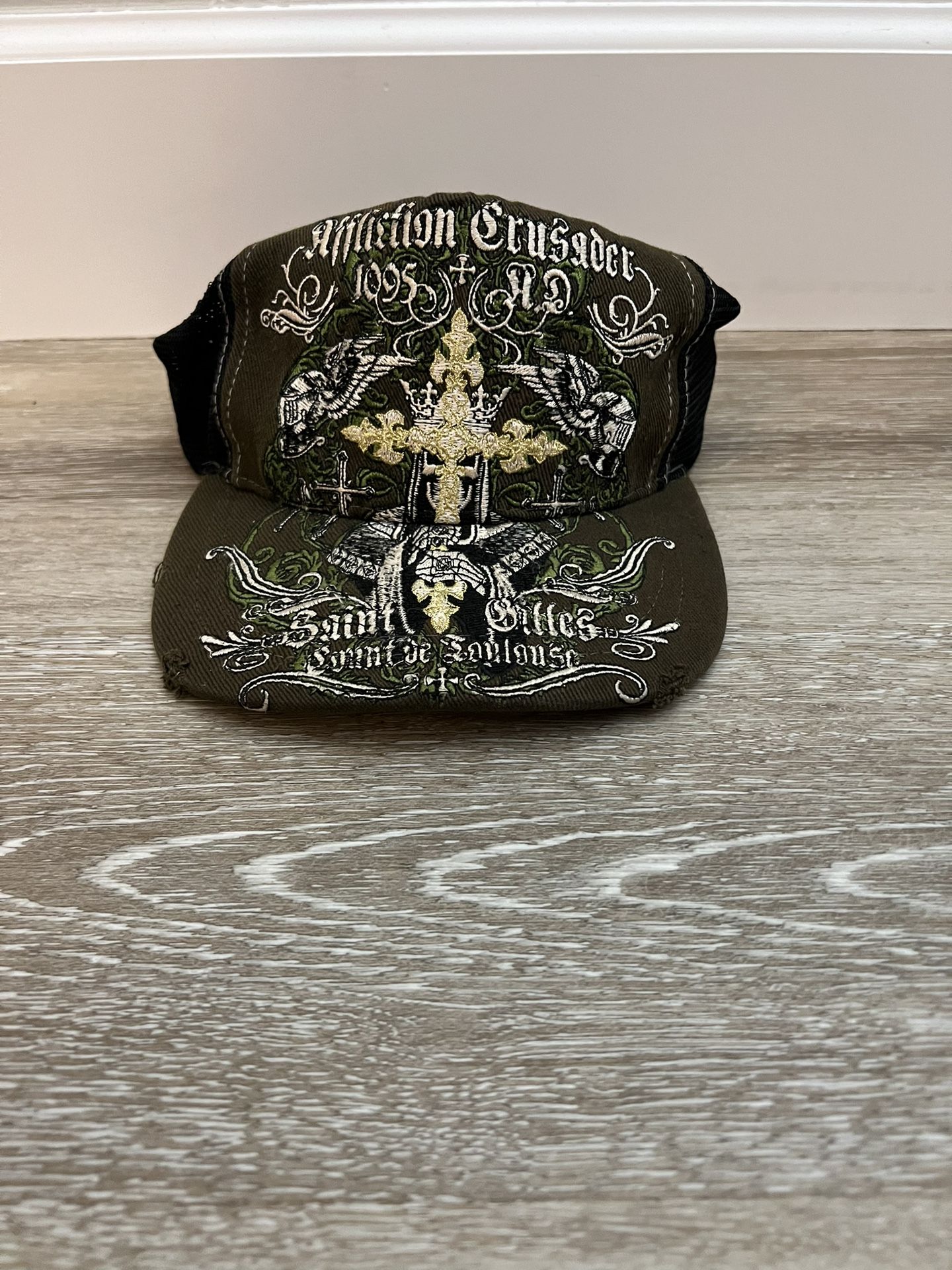 Affliction X Ozzy Osborne Vintage New Double Skull Brown Hat Adult OSFM Y2K Cap Ozzy Osbourne - Logo Flat Brim Trucker Hat – HYPER iCONiC main image 2