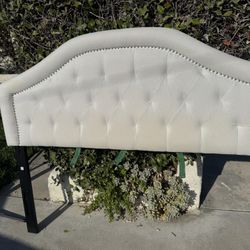 Ivory - Queen Linen blend Headboard - Like New! 