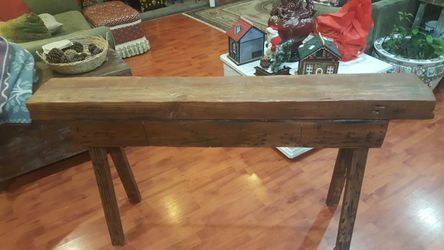 Reclaimed timber console table 60 x 9 x 32.