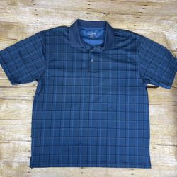 Champions Tour Mens Size XL / XG Blue Shirt Plaid Polo Golf Short Sleeve
