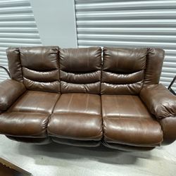 Brown Leather Couch Dual Reclining In Great Shape