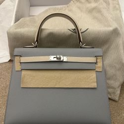 Hermes Kelly 25 Bag HSS Special Order Glacier Craie Palladium Epsom Sellier