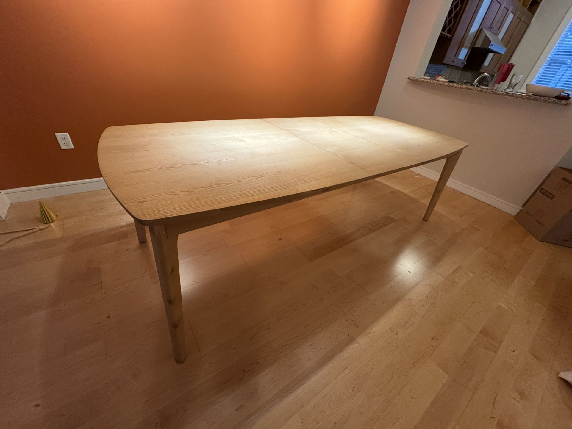 Scandinavian Wood Rectangular 78-96” Extendable Dining Table- Birch