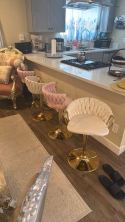 Barstools set up for pink and white